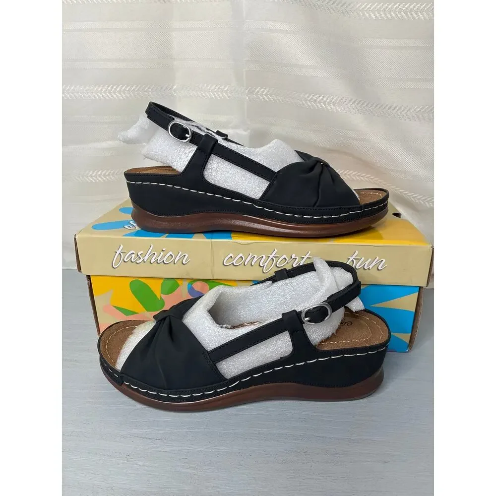 Easy Street Jupiter Slingback Comfort Sandals Black Womens Size 7M